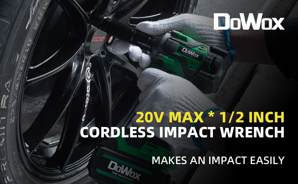 DOWOX 20V Cordless Impact Wrench 1/2 Inch, 330 Ft-lbs (450 N.m) Brushless High Torque Wrench, 4.0 Ah(图1)